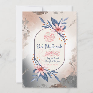 Tarjeta de felicitación elegante floral Eid Mubara