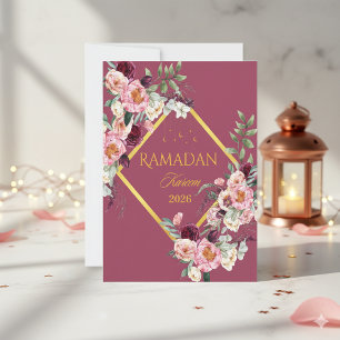 Tarjeta de felicitación elegante floral Ramadan Ka