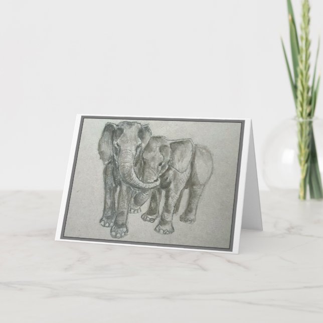 Tarjeta de felicitación Elephants Blank (Anverso)