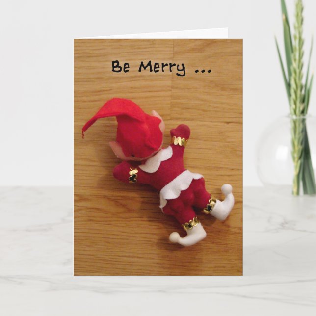 Tarjeta de felicitación Elf para Navidades humorís (Anverso)