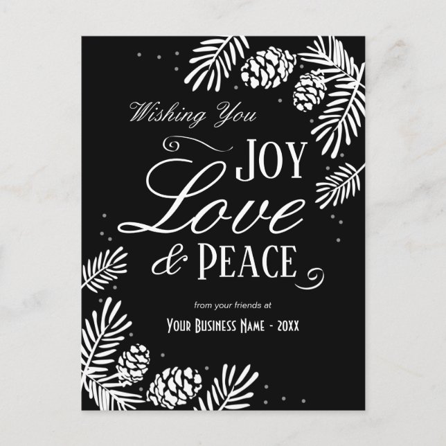 Tarjeta de felicitación empresarial ramas de piña  (Anverso)