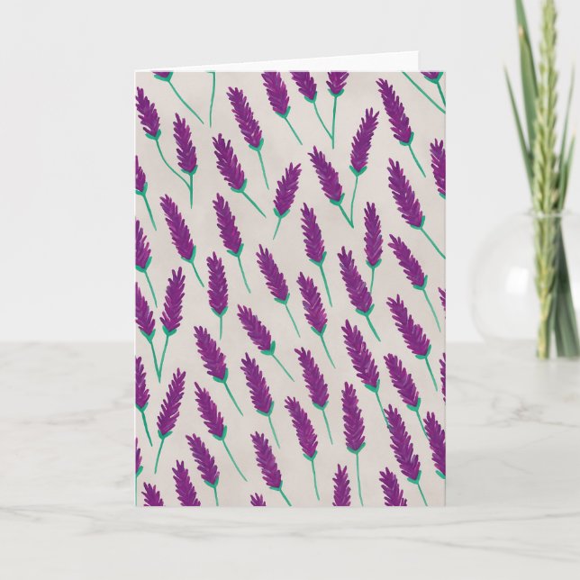 Tarjeta de Felicitación en Acuarela de Lavanda en  (Anverso)