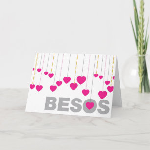 Tarjeta de Felicitación en Blanco Besos