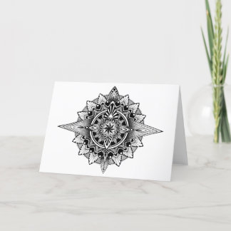 Tarjeta de felicitación en blanco Compass Mandala