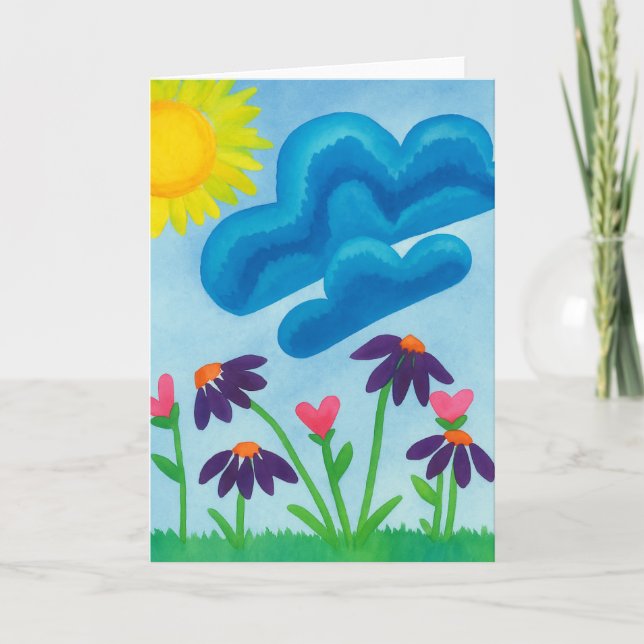 Tarjeta de Felicitación en Blanco con Acuarela de  (Anverso)