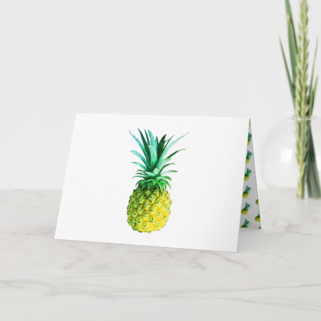 Tarjeta de felicitación en blanco con piña funky (Anverso)