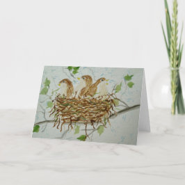 Tarjeta de felicitación en blanco de 3 pájaros de