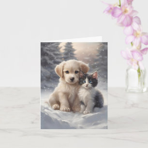 Tarjeta de felicitación en blanco de cachorro y ga
