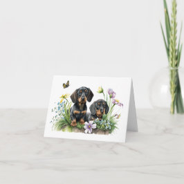 Tarjeta de felicitación en blanco de cachorros Dac
