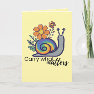 Tarjeta de felicitación en blanco de caracol flora