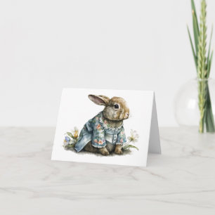 TARJETA DE FELICITACIÓN EN BLANCO DE CONEJO MAMÁ