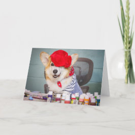 Tarjeta de felicitación en blanco de Corgi artista