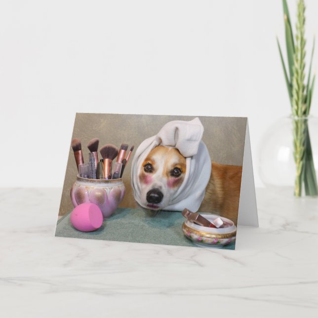 Tarjeta de felicitación en blanco de Corgi con maq (Anverso)