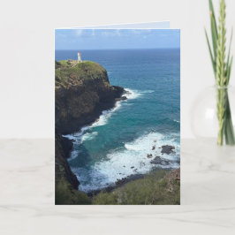 Tarjeta de felicitación en blanco de faro de Hawái