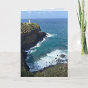 Tarjeta de felicitación en blanco de faro de Hawái