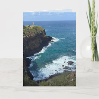Tarjeta de felicitación en blanco de faro de Hawái