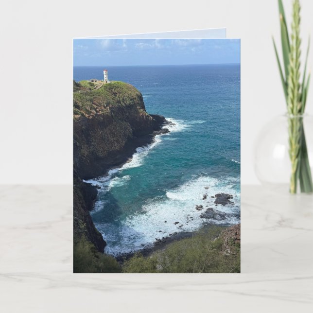Tarjeta de felicitación en blanco de faro de Hawái (Anverso)