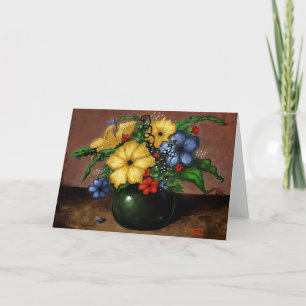Tarjeta de felicitación en blanco de flores felice