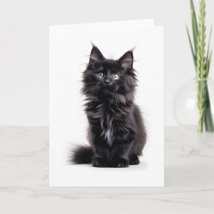 Tarjeta de felicitación en blanco de gato negro es