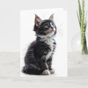 Tarjeta de felicitación en blanco de gato negro y 