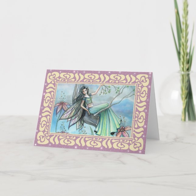 Tarjeta de Felicitación en Blanco de Hada de Lirio (Anverso)