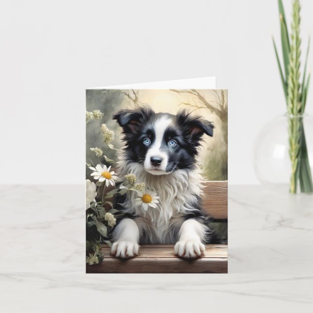 Tarjeta de Felicitación en Blanco de Hermoso Perro (Anverso)