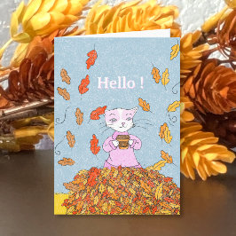 Tarjeta de felicitación en blanco de hojas de otoñ