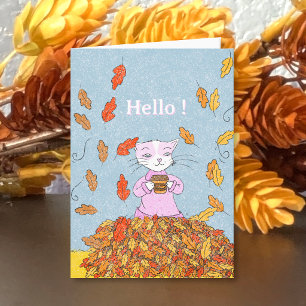 Tarjeta de felicitación en blanco de hojas de otoñ