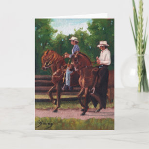 Tarjeta de felicitación en blanco de los caballos