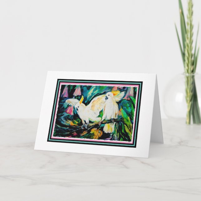 Tarjeta de felicitación en blanco de los Cockatoos (Anverso)