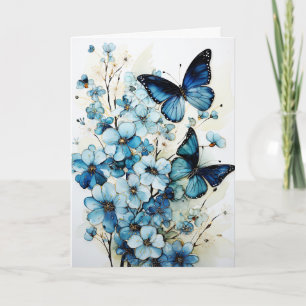 Tarjeta de felicitación en blanco de mariposas y f