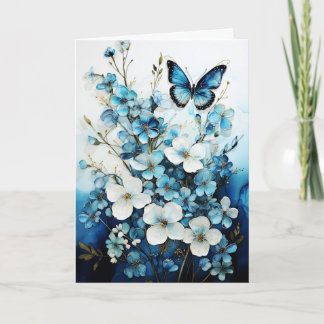 Tarjeta de felicitación en blanco de mariposas y f