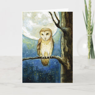 Tarjeta de felicitación en blanco de Owl Moon