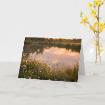 Tarjeta de felicitación en blanco del atardecer de