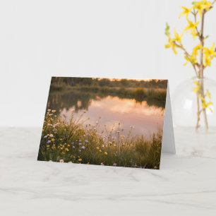 Tarjeta de felicitación en blanco del atardecer de