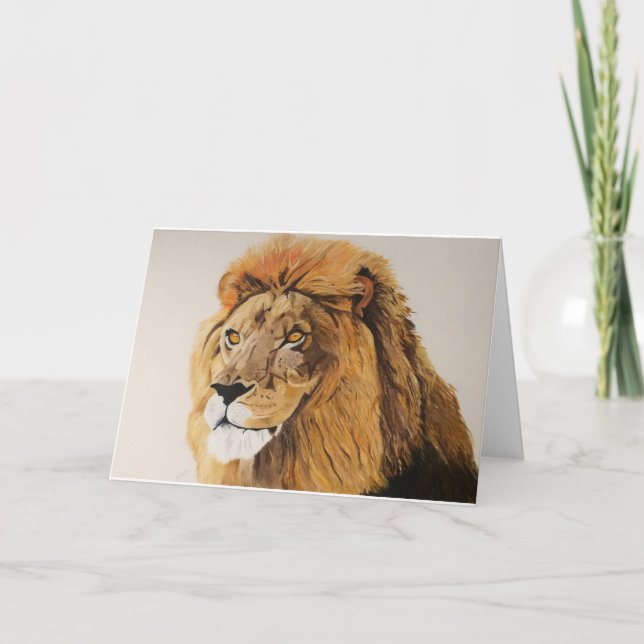 Tarjeta de felicitación en blanco del león (Anverso)