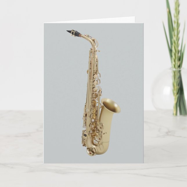 Tarjeta de felicitación en blanco del saxofón (Anverso)