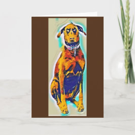 Tarjeta de felicitación en blanco Doberman Brown