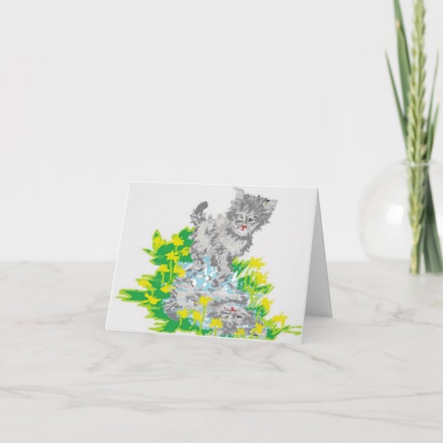 Tarjeta de Felicitación en Blanco /Gatito (Anverso)