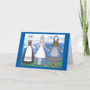 Tarjeta de felicitación en blanco para muñeca de p