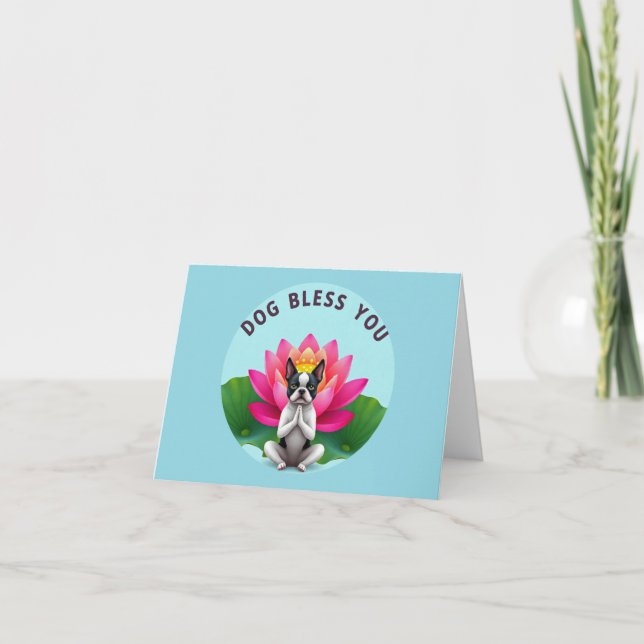 Tarjeta de felicitación en blanco para perro Bosto (Anverso)