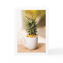 Tarjeta de felicitación en blanco plegado de piña 