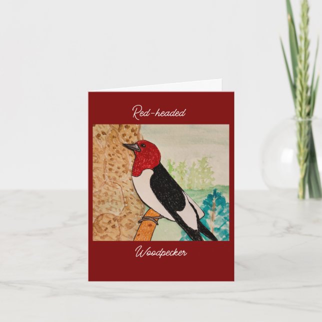 Tarjeta de felicitación en blanco Woodpecker (Anverso)