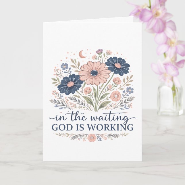 Tarjeta de felicitación En la Espera Dios está Tra (Orquídea)