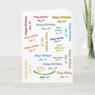 Tarjeta de felicitación enero, cumpleaños 17