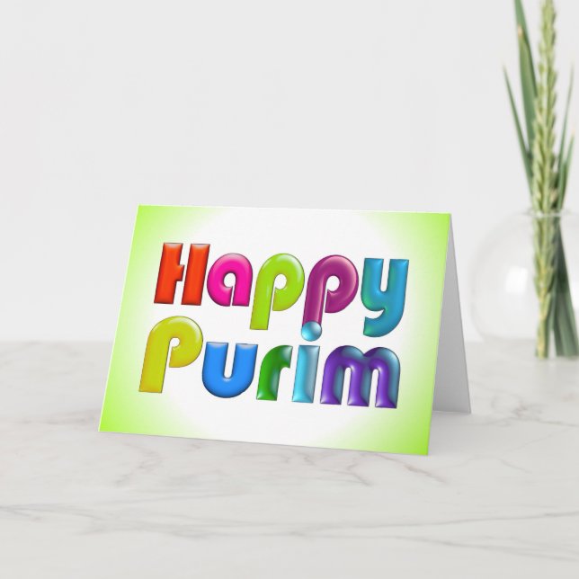 Tarjeta de felicitación enrrollada FELIZ de PURIM (Anverso)