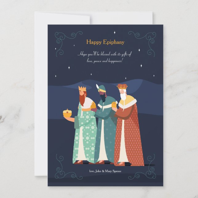 Tarjeta de felicitación Epiphany para tres sabios (Anverso)