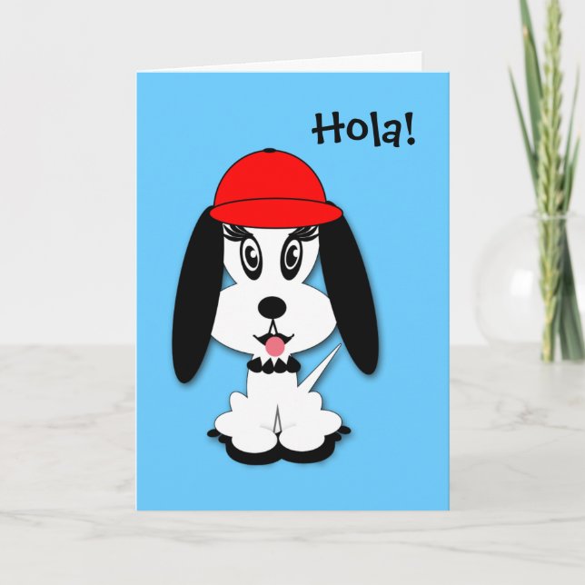 Tarjeta de felicitación española del perrito de (Anverso)