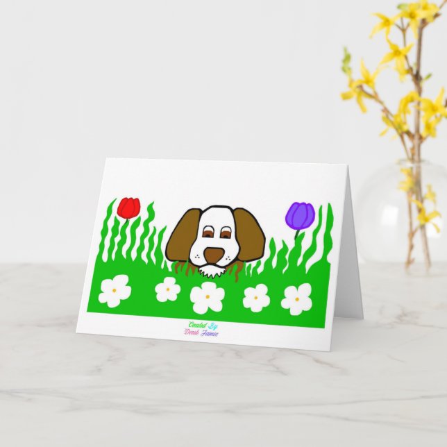 Tarjeta de felicitación estándar Pup N Play (flor amarilla)