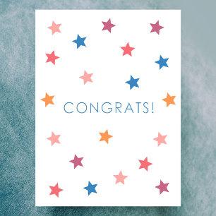 Tarjeta de Felicitación Estrellas Coloridas en Bla